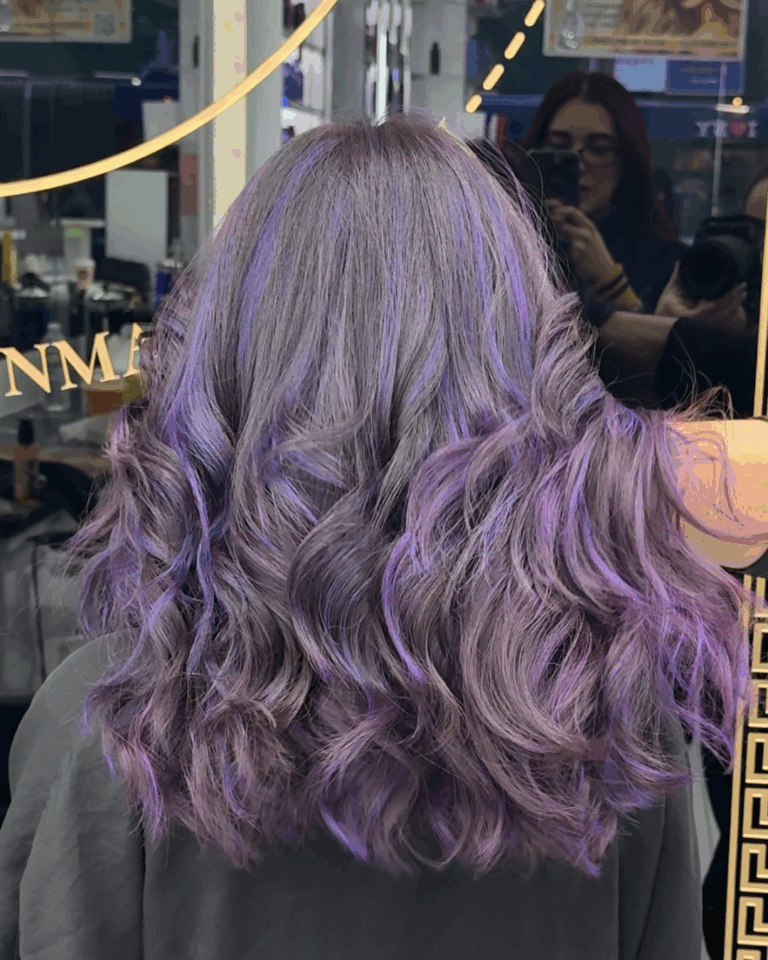 Lavender purple highlights by Lydia