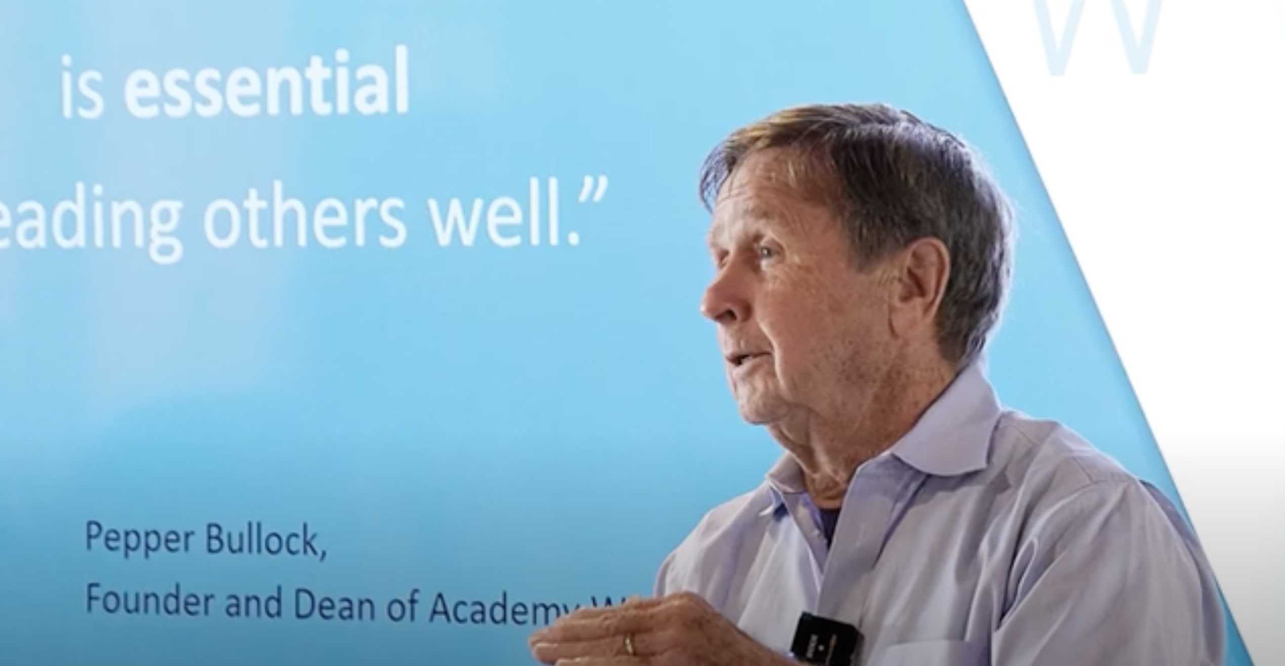 Pepper Bullock, Founder and Dean of Academy Within, speaking at a leadership session