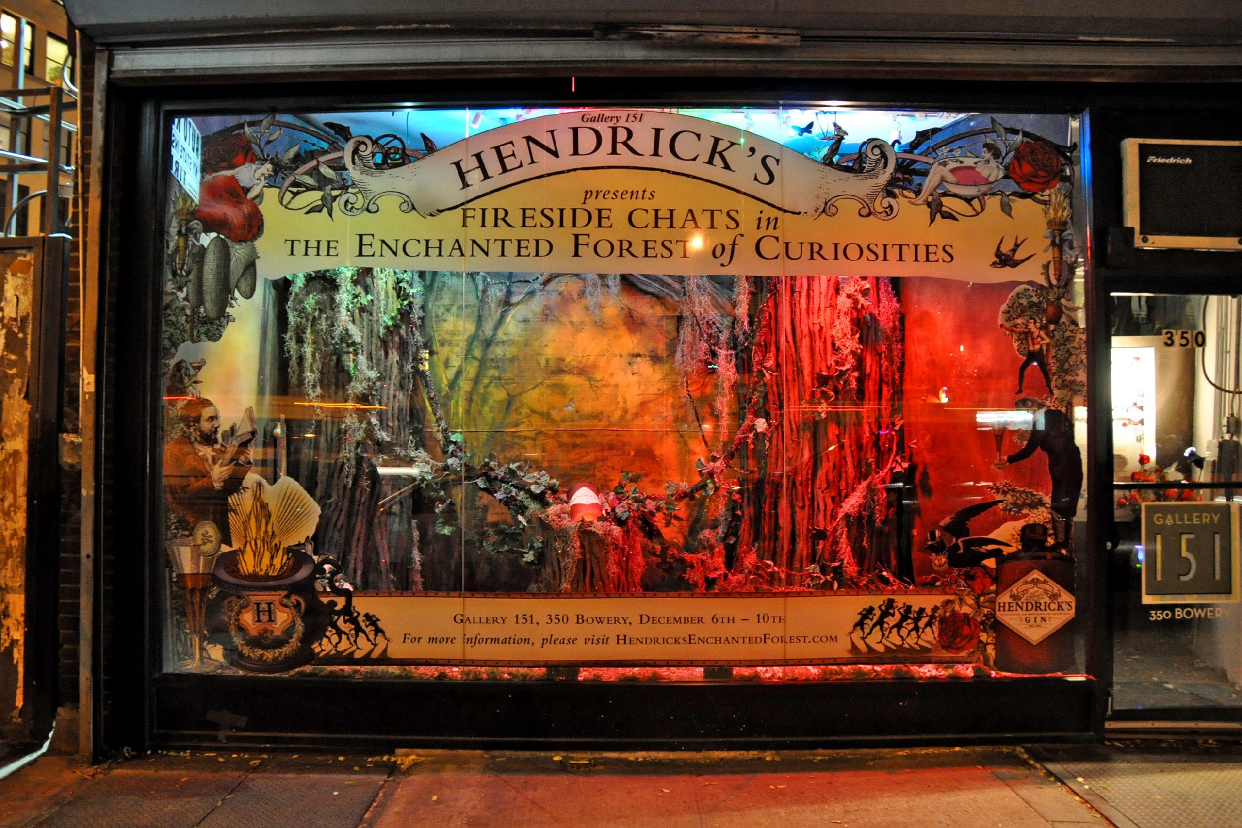 Hendrick's Gin enchanted forest storefront window display at Gallery 151