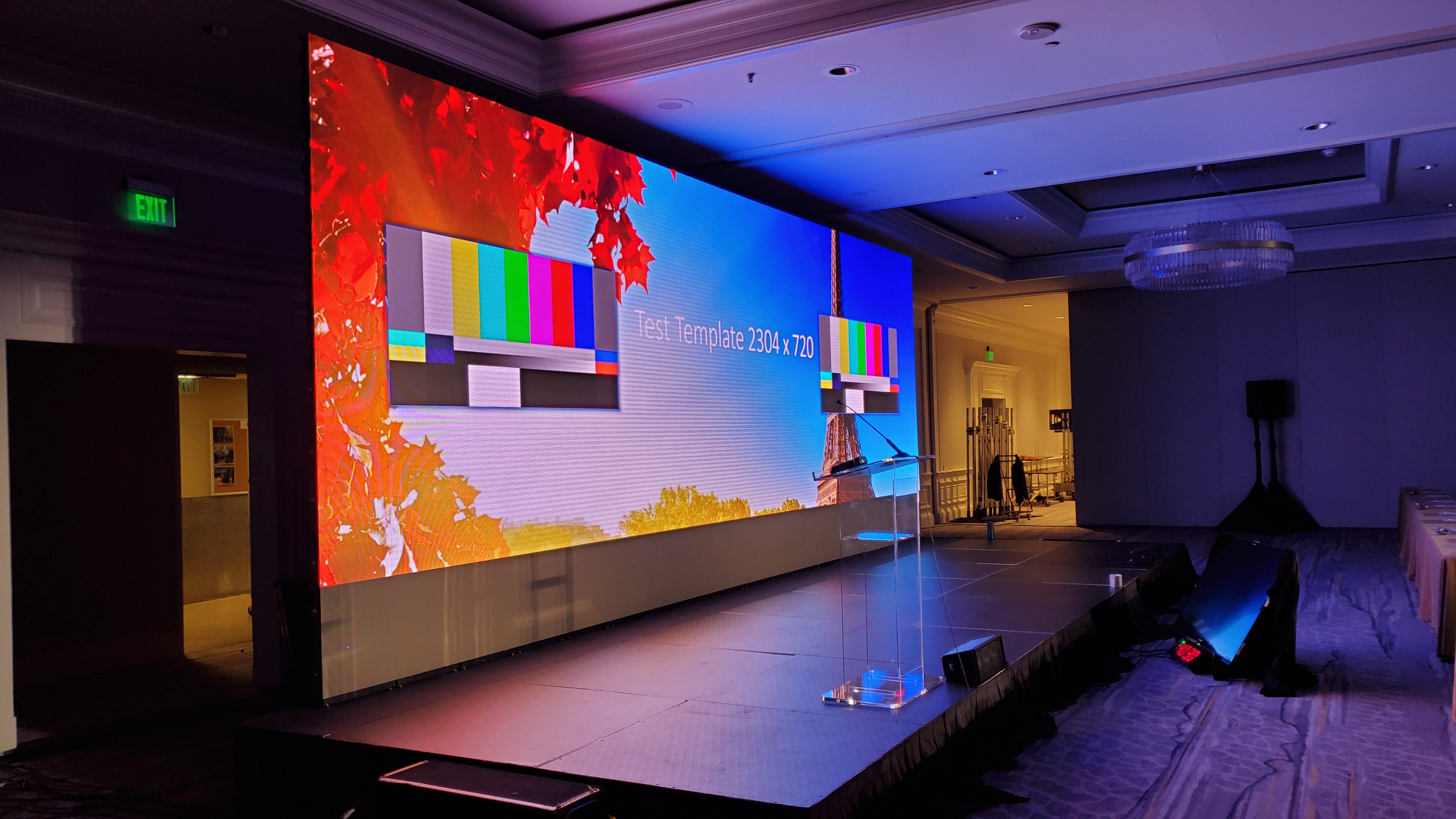 Stage lighting truss rigged for an event production