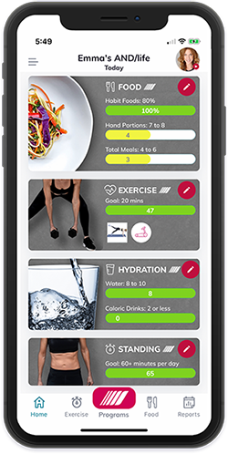 and/life app Home dashboard for a user named Emma