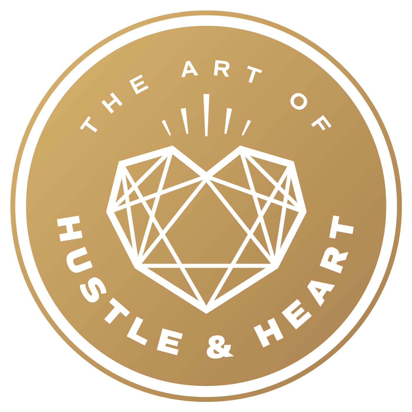 The Art of Hustle & Heart gold crest logo