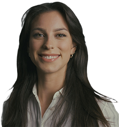 Sarah Holliday, young woman with long dark hair, smiling