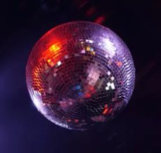 Disco mirror ball with colorful reflections