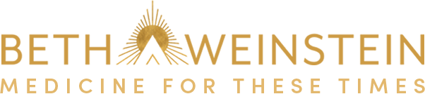 Beth Weinstein — Medicine For These Times gold wordmark logo