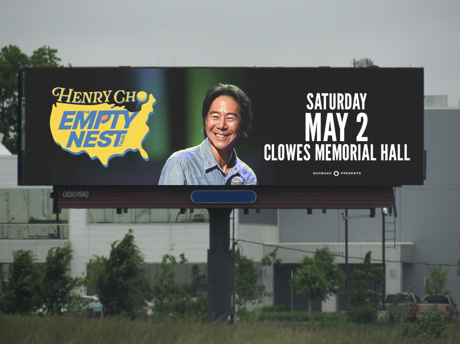 Henry Cho 'Empty Nest Tour' highway billboard, Indianapolis