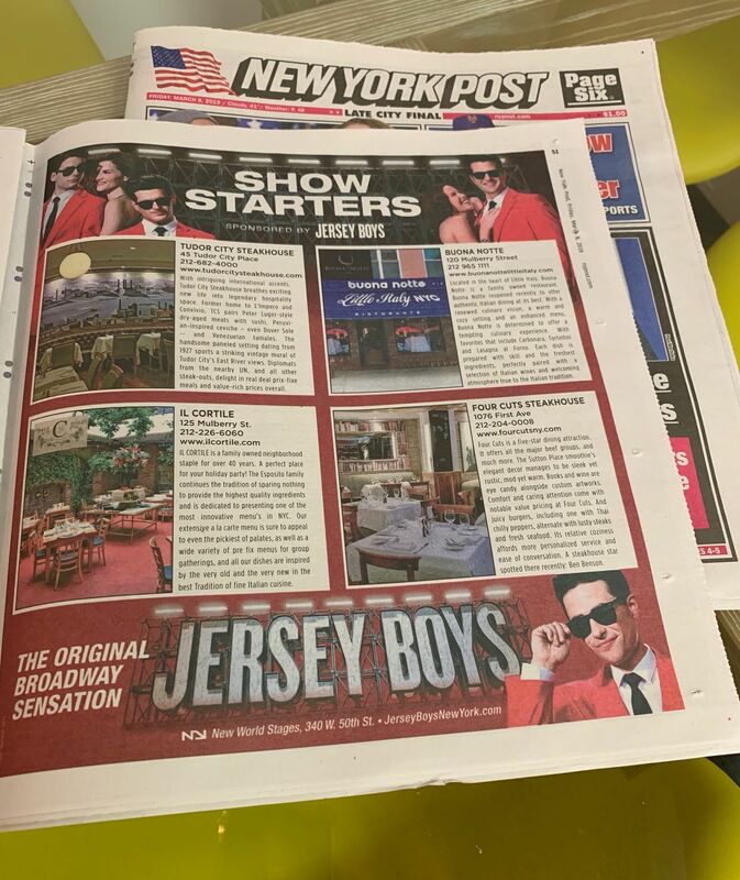 New York Post open to 'Show Starters' feature sponsored by Jersey Boys musical
