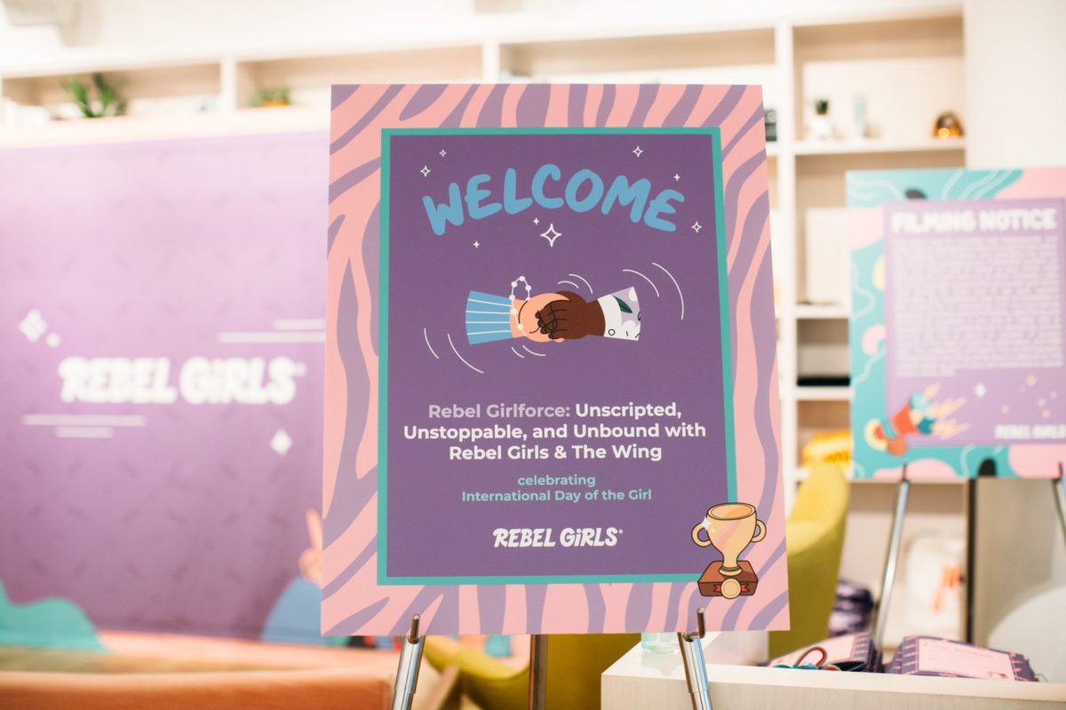 Rebel Girls Welcome activation signage at Rebel Girlforce event