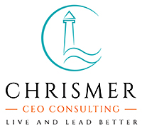 Chrismer CEO Consulting — lighthouse wordmark, Live and Lead Better