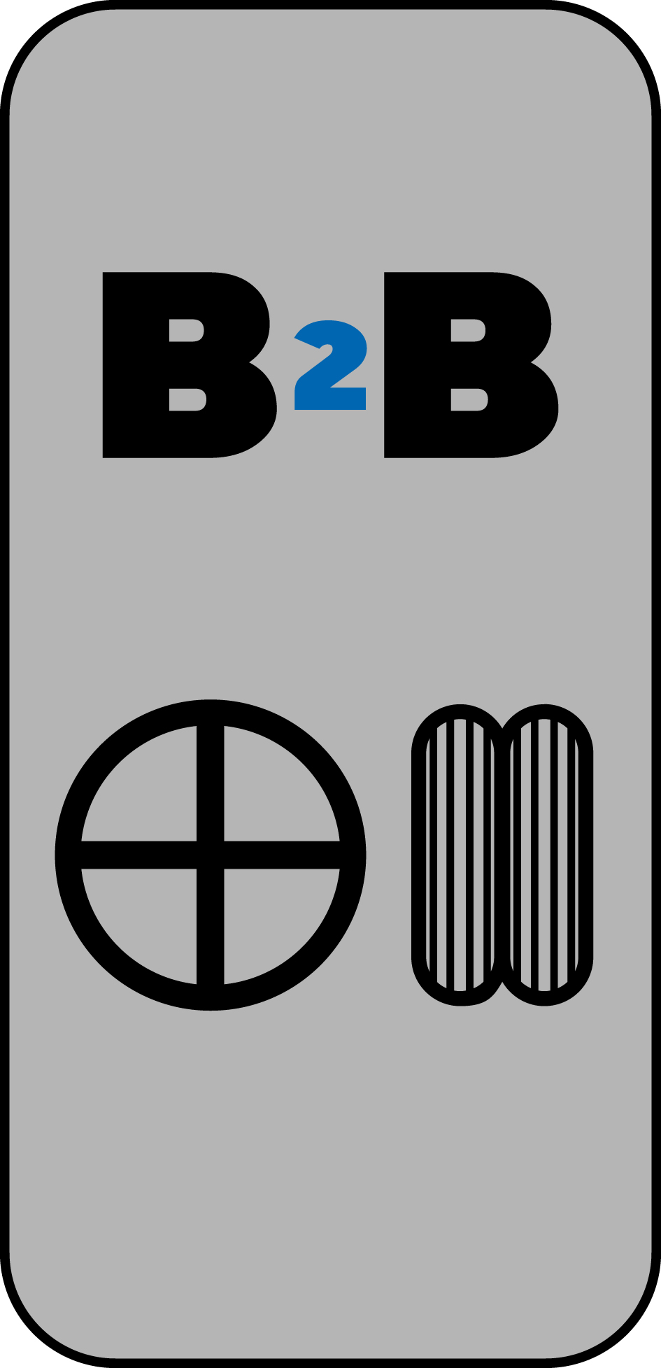 Illustrated card: B2B with Bayer and BMW logos