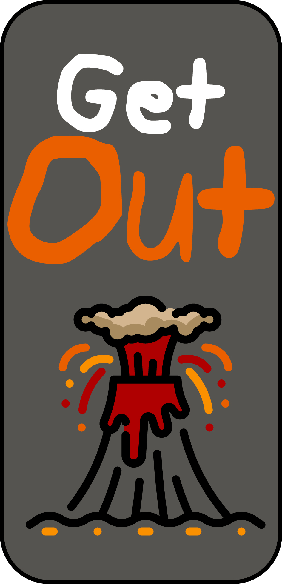 Illustrated card: erupting volcano