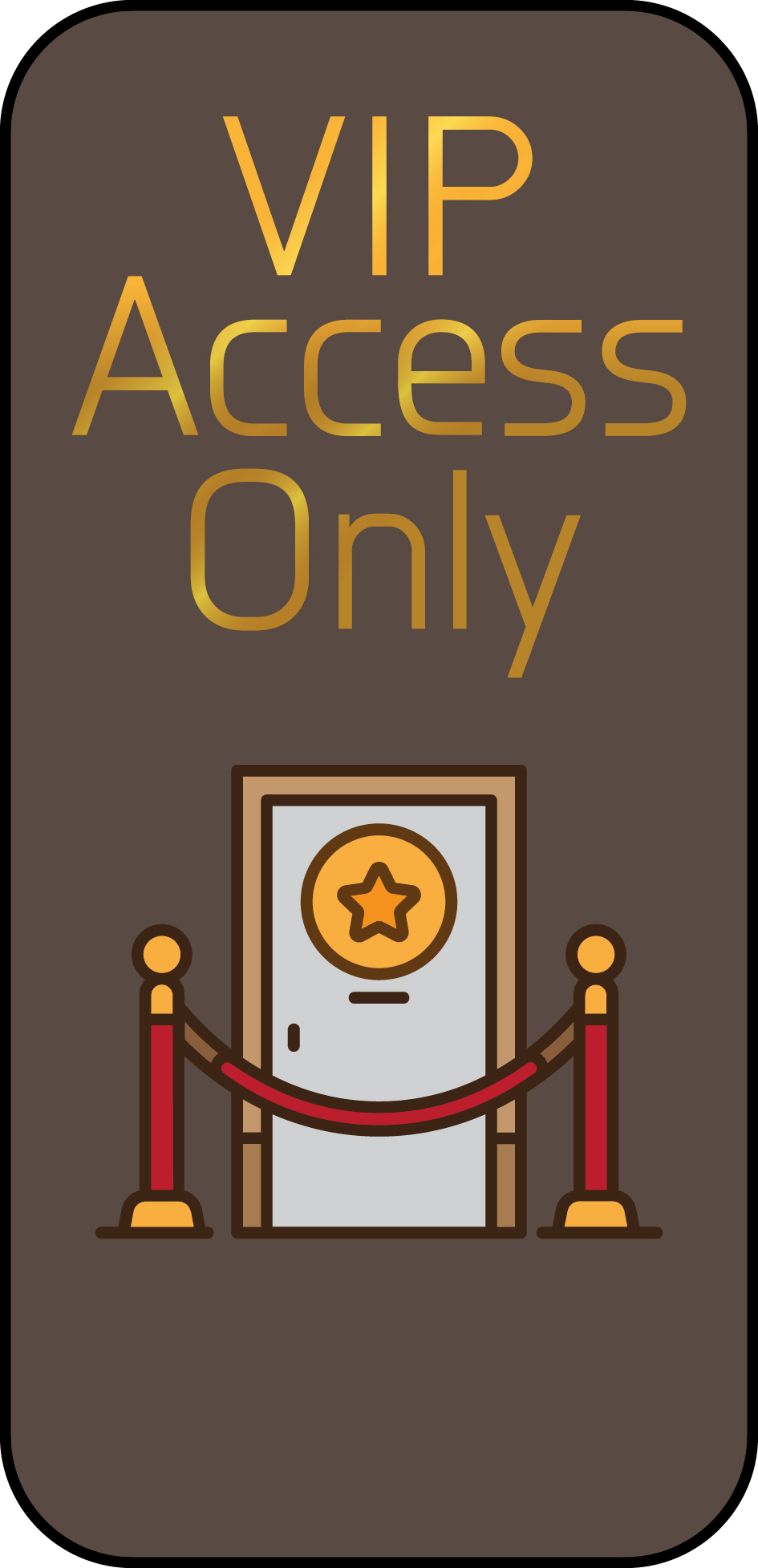 Illustrated card: VIP door with red ropes