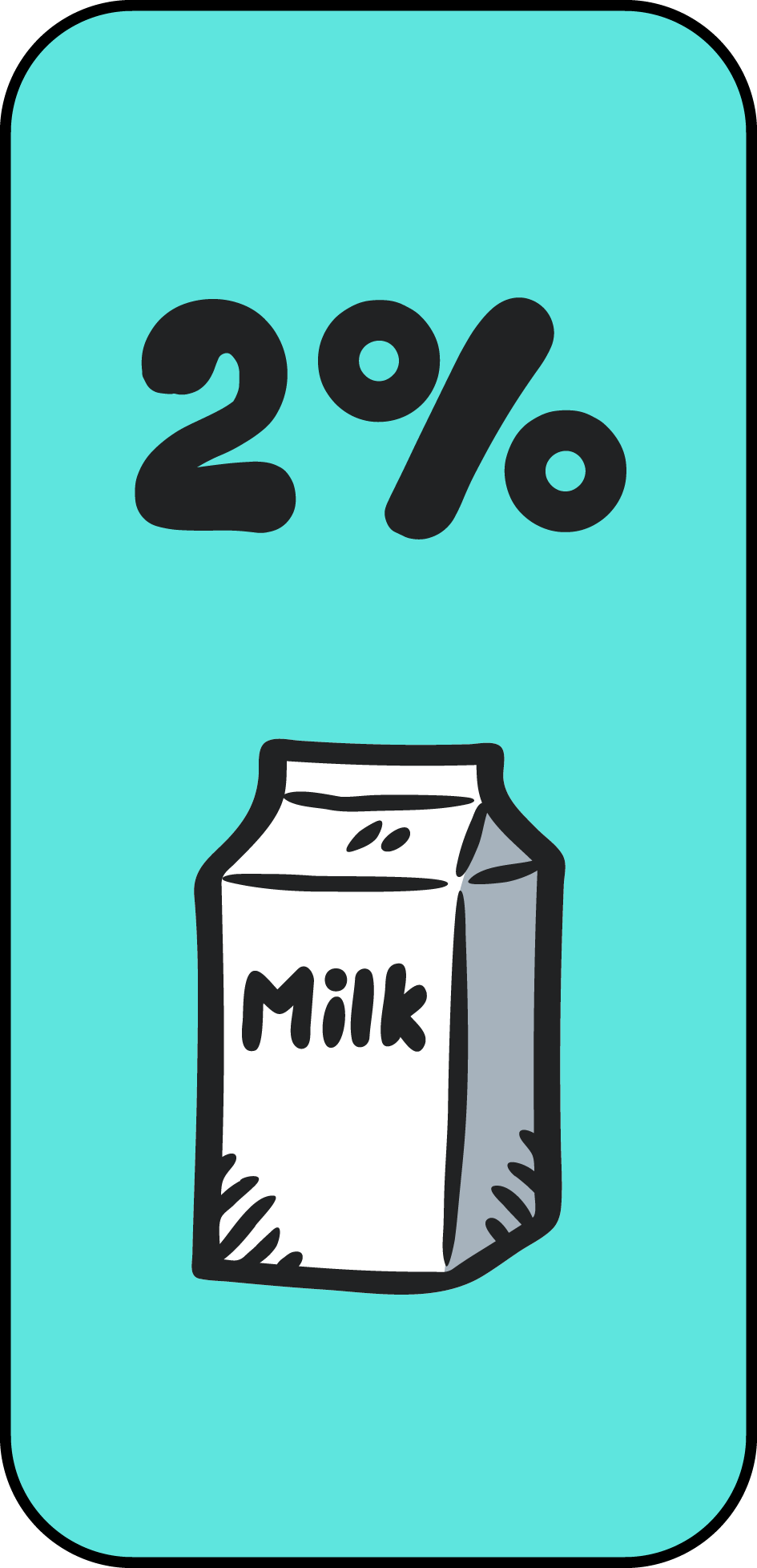 Illustrated card: milk carton, 2%