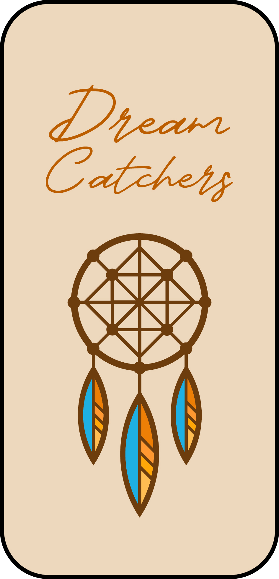 Illustrated Come Together card: dreamcatcher with feathers, Dream Catchers