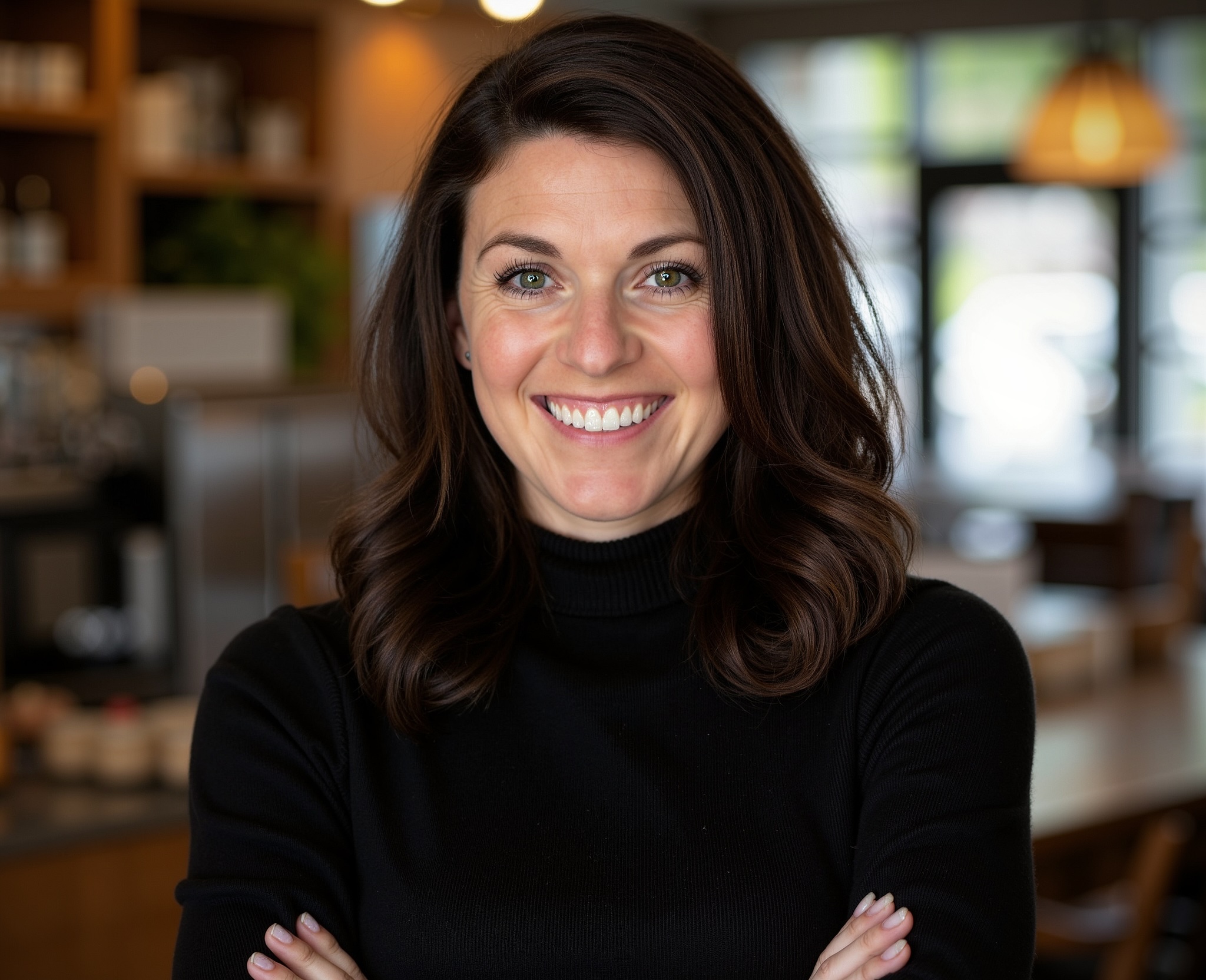 Lexie, career specialist, smiling headshot in a warm café setting