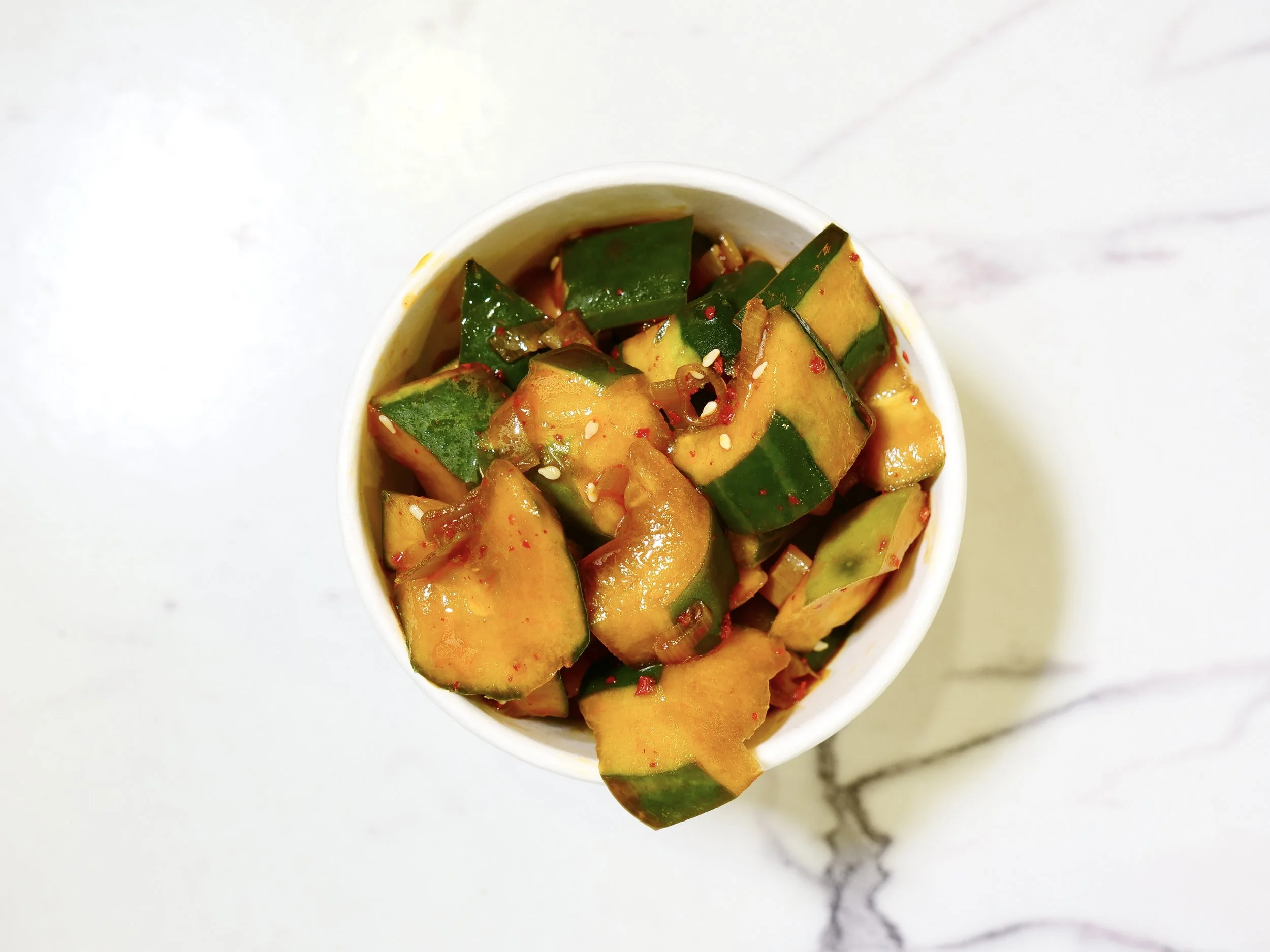 Chilled cucumber salad with sesame seeds