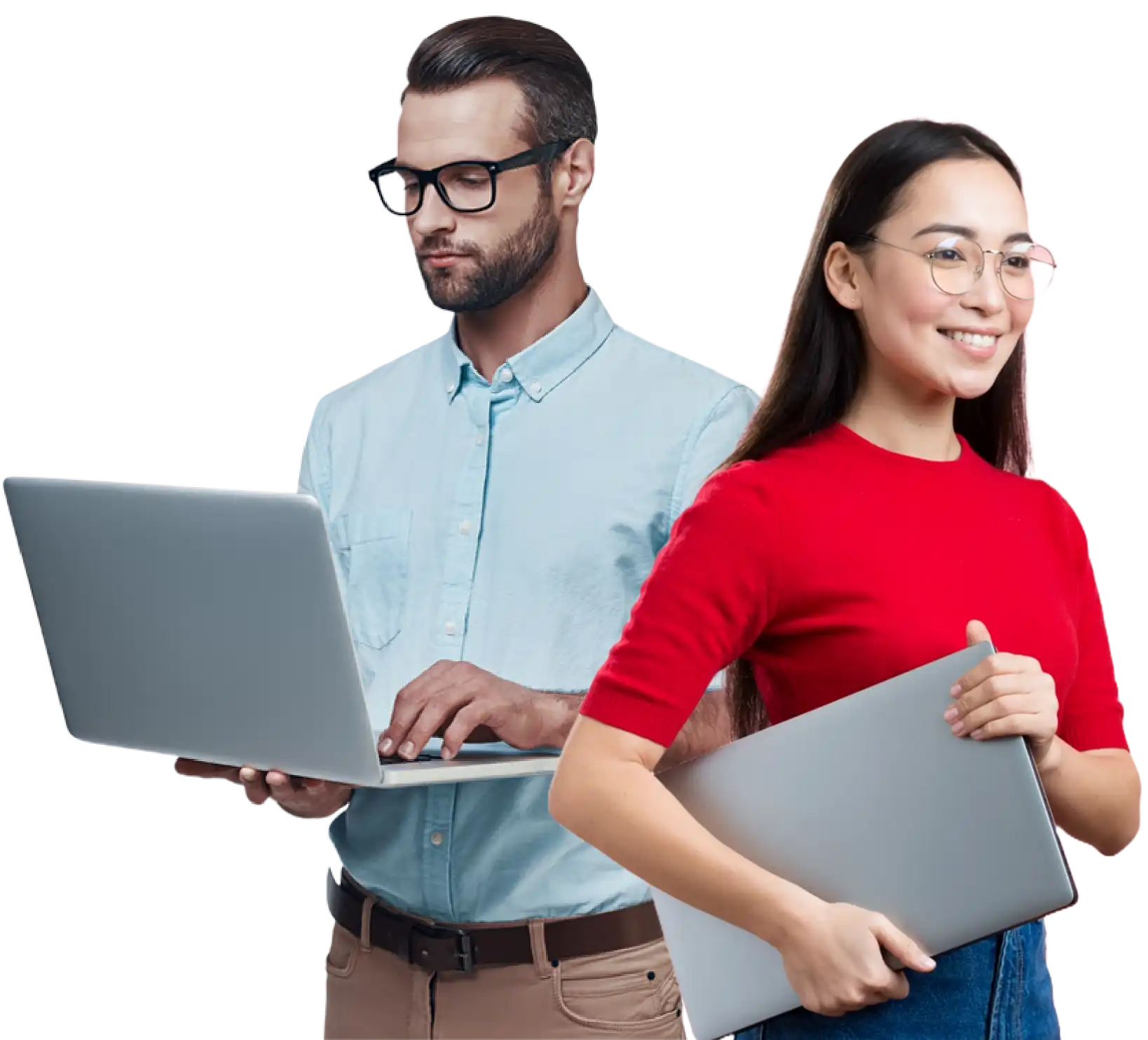 Two ELiTEC professionals holding laptops