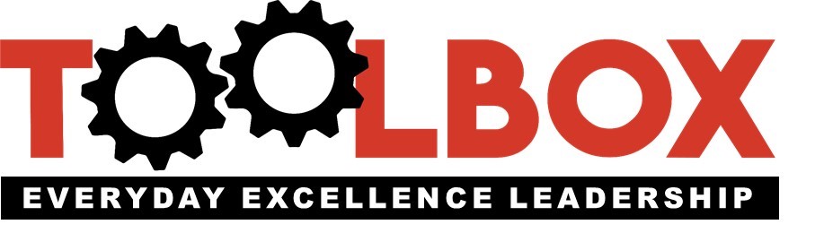 TOOLBOX Everyday Excellence Leadership logo in red block letters with gear icons