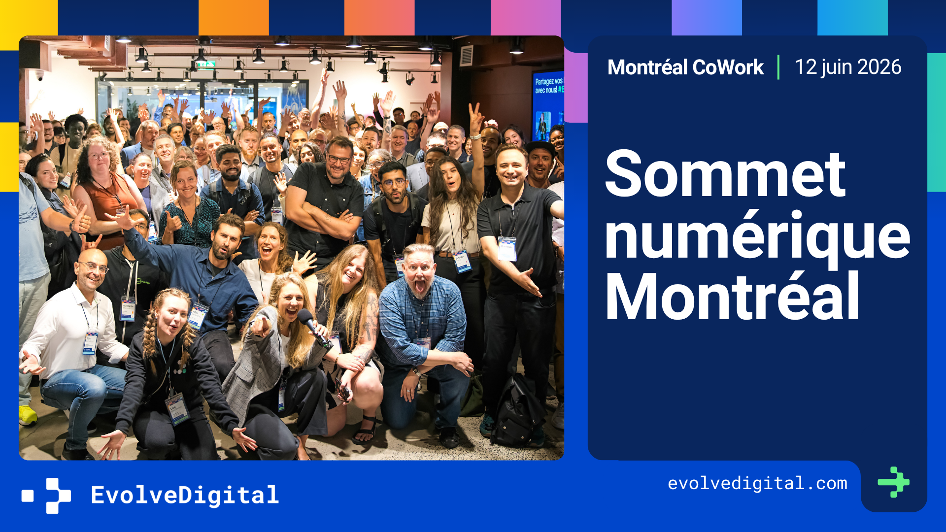EvolveDigital Montréal 2026 promotional banner showing a crowd of attendees