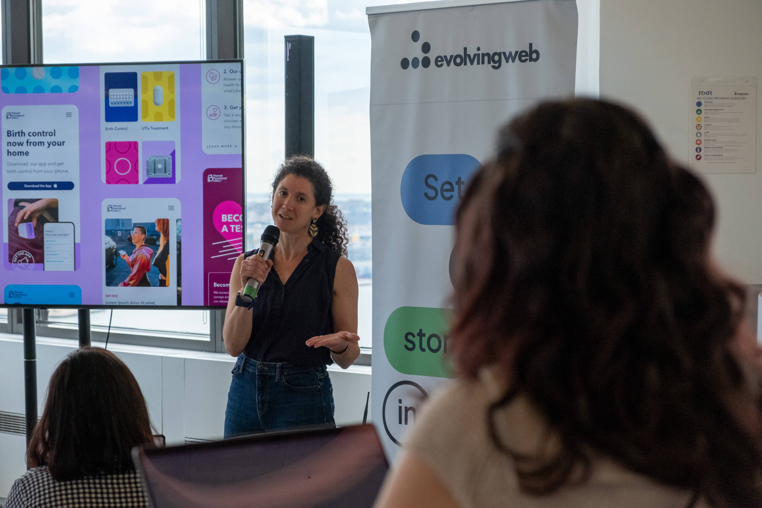 Speaker presenting a Planned Parenthood website case study at EvolveDigital NYC