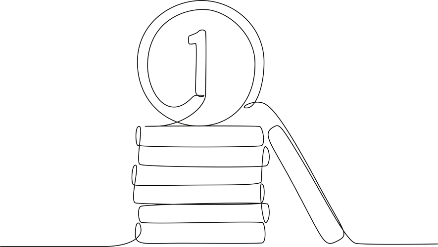 Single-line illustration of a stack of coins