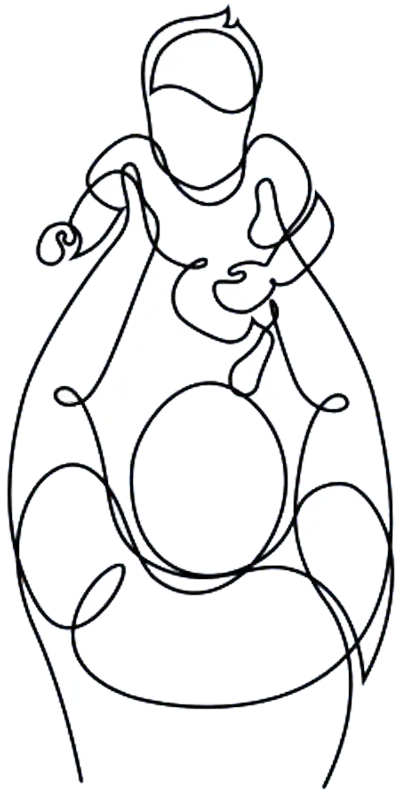 Single-line illustration of a parent lifting a child