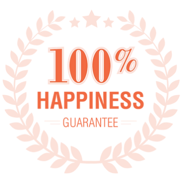 100% Happiness Guarantee laurel seal