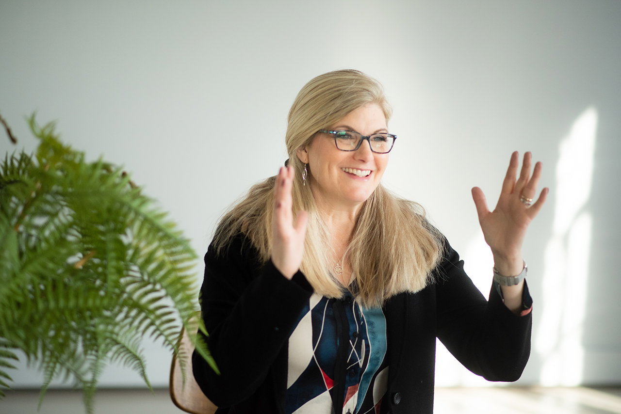 Kristin Wiersma, CEO of Focus Consulting, speaking and gesturing expressively.