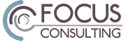 Focus Consulting logo — wordmark with circular spiral arc icon