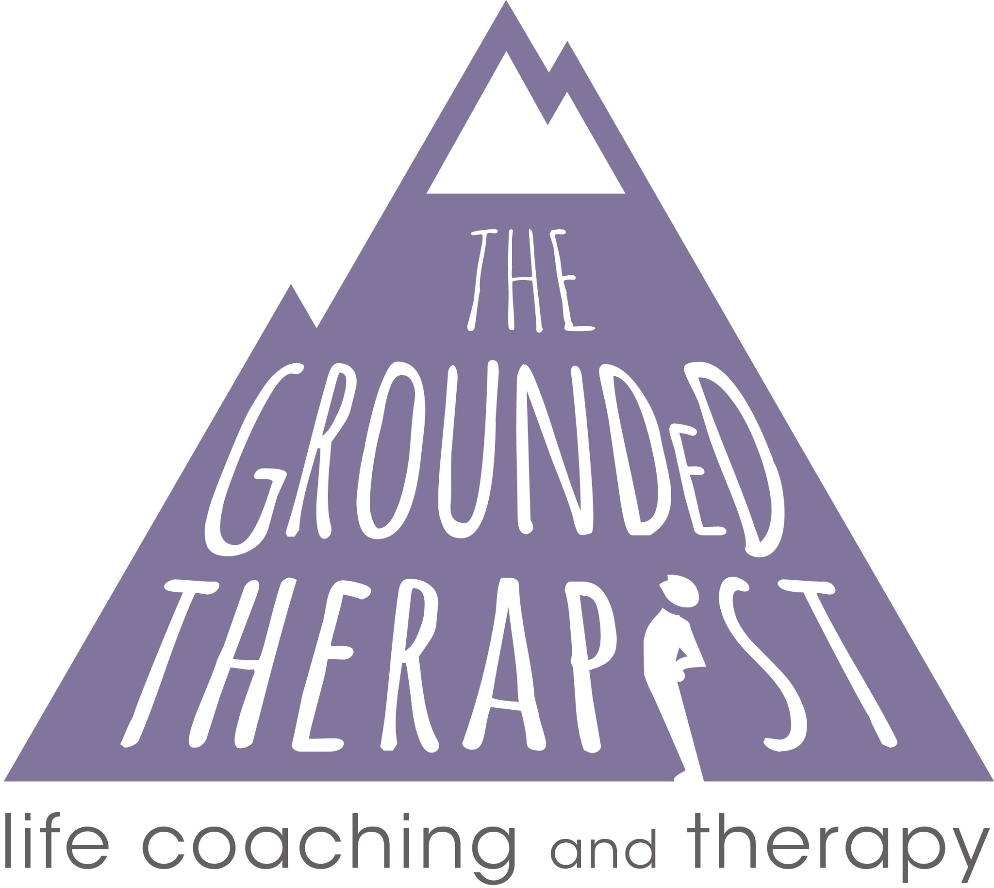 The Grounded Therapist logo — purple mountain triangle wordmark