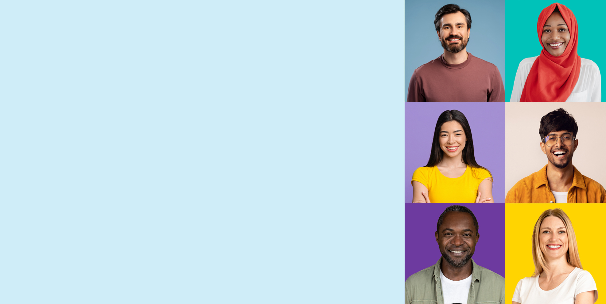 A collage of six diverse smiling adults