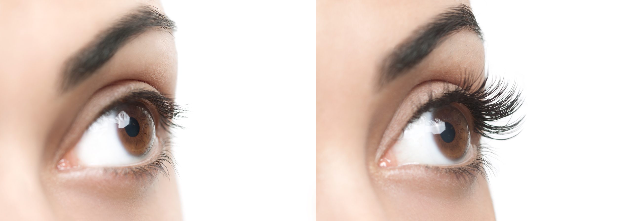 Before and after lash extension comparison