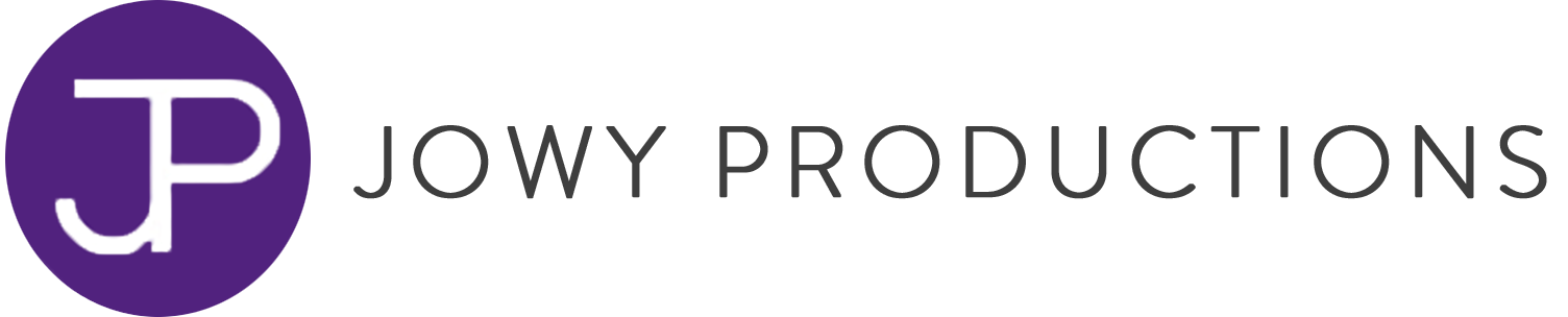 JOWY Productions — wordmark with purple JP monogram