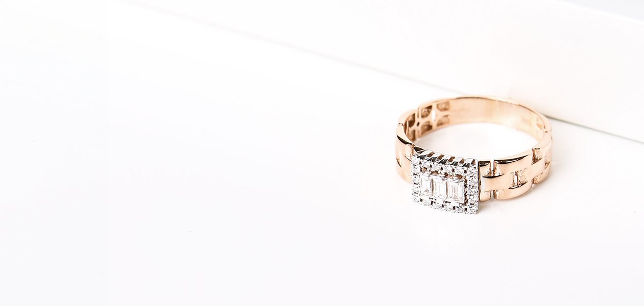 Rose gold baguette diamond cluster ring