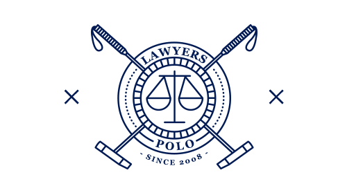 Lawyers Polo crest — crossed mallets and scales of justice, since 2008