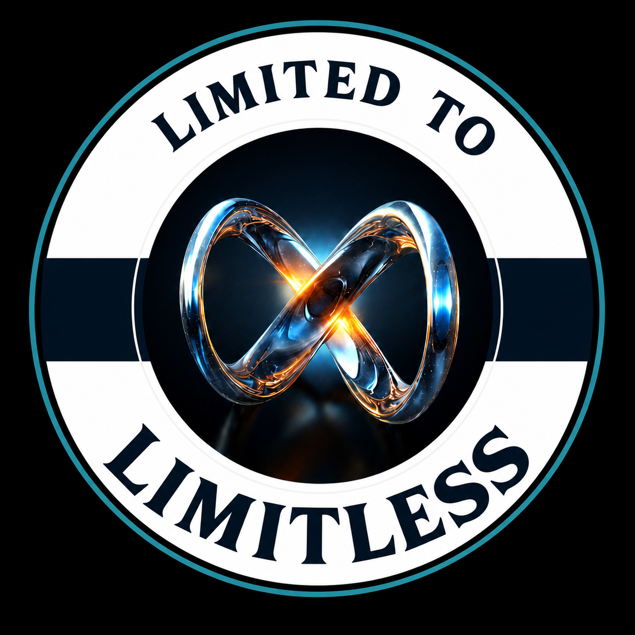 Limited to Limitless circular infinity-knot badge logo