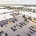 Aerial architectural rendering of the Loaves & Fishes Hub 2.0 expansion
