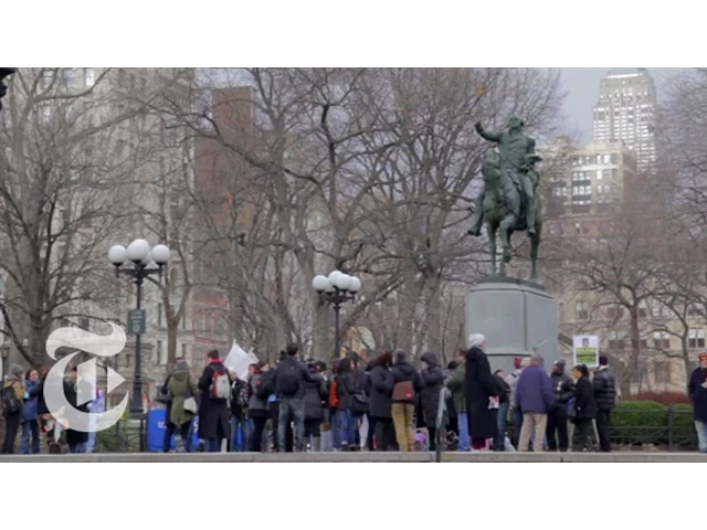 Video thumbnail: Union Square Park in winter with the equestrian statue