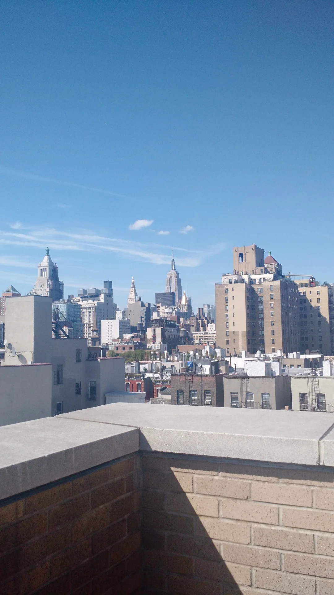 Rooftop view of the Manhattan skyline with the Empire State Building, from an East Village roof