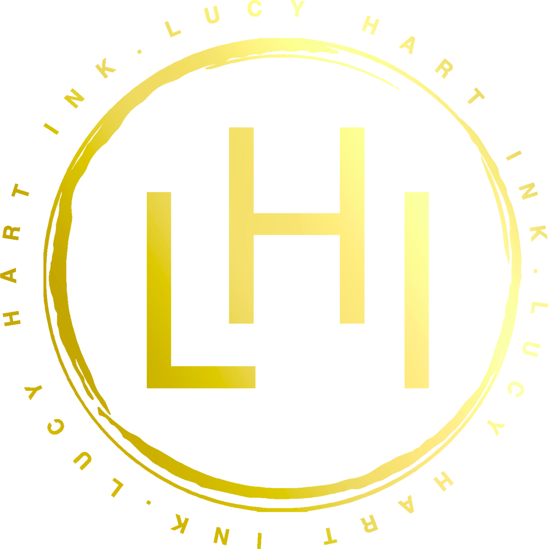 Lucy Hart Ink circular gold LHI monogram logo