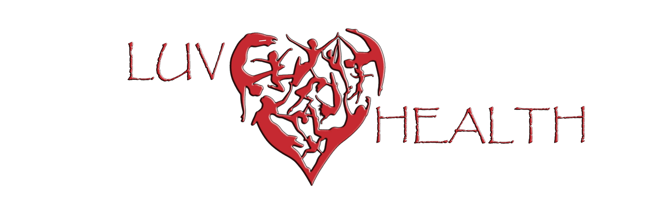 Luv-Health logo — wordmark with a red heart made of human figures