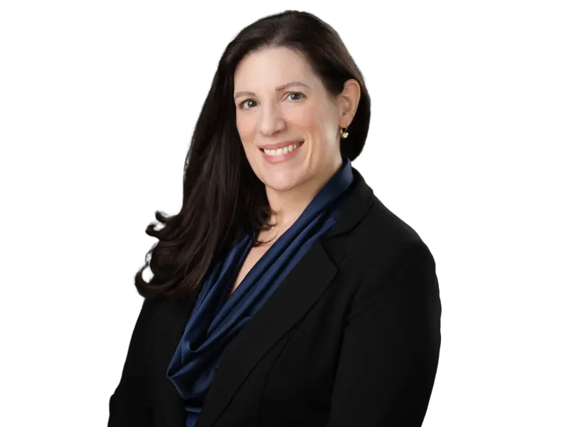 Mary Cioffi in a black blazer and blue scarf
