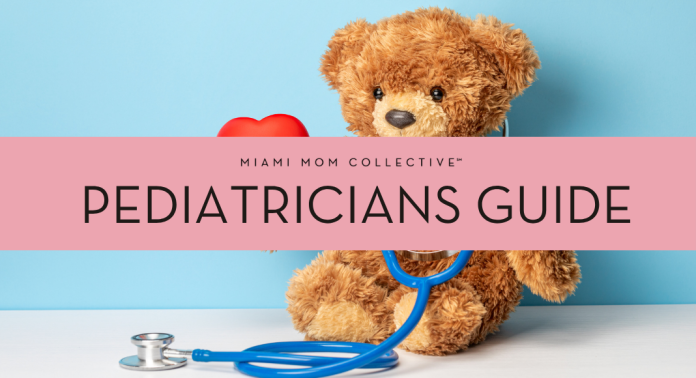 Pediatricians Guide feature image — teddy bear with a stethoscope on a blue background with pink title overlay