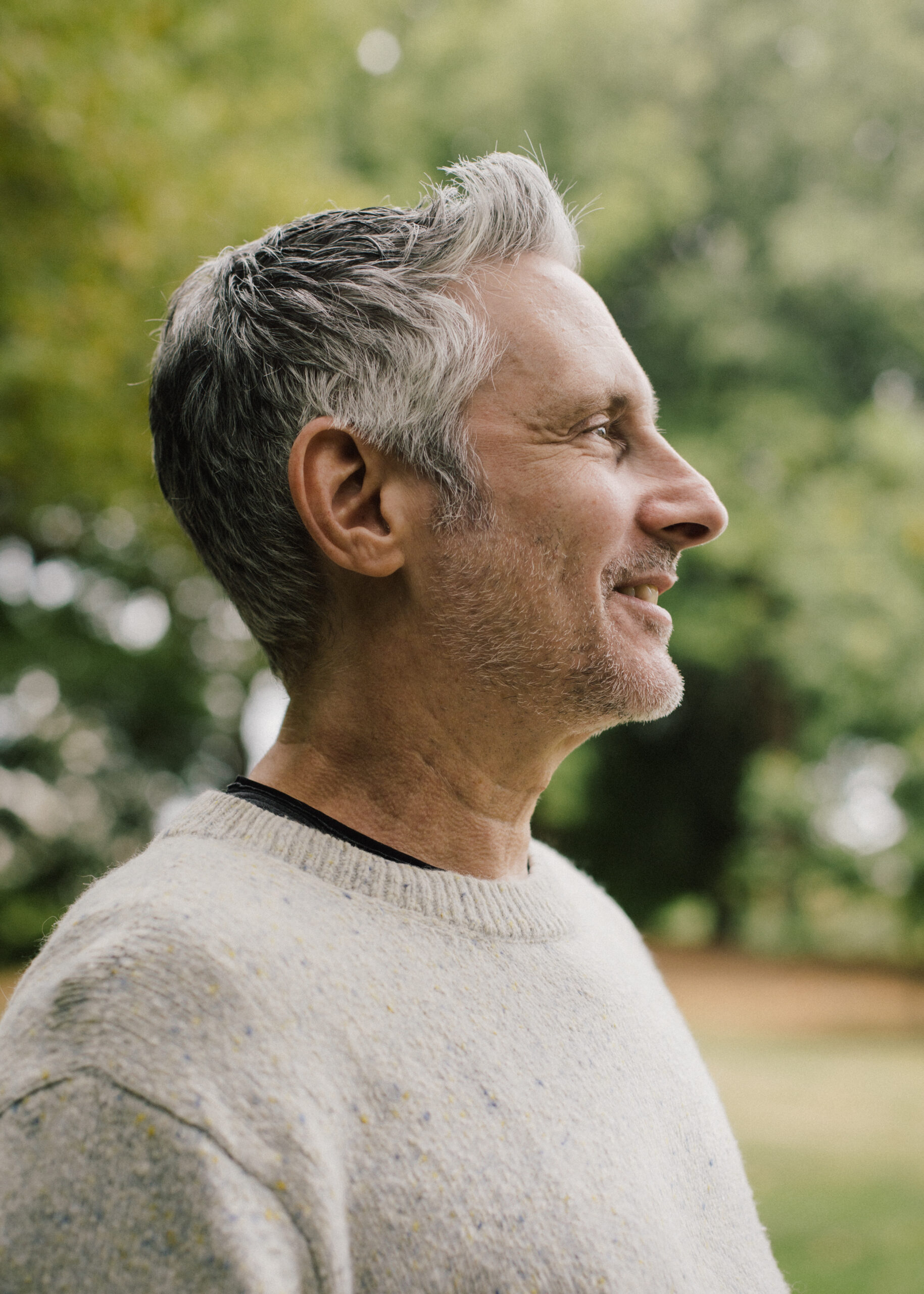 Michael Langer, executive coach, in profile outdoors