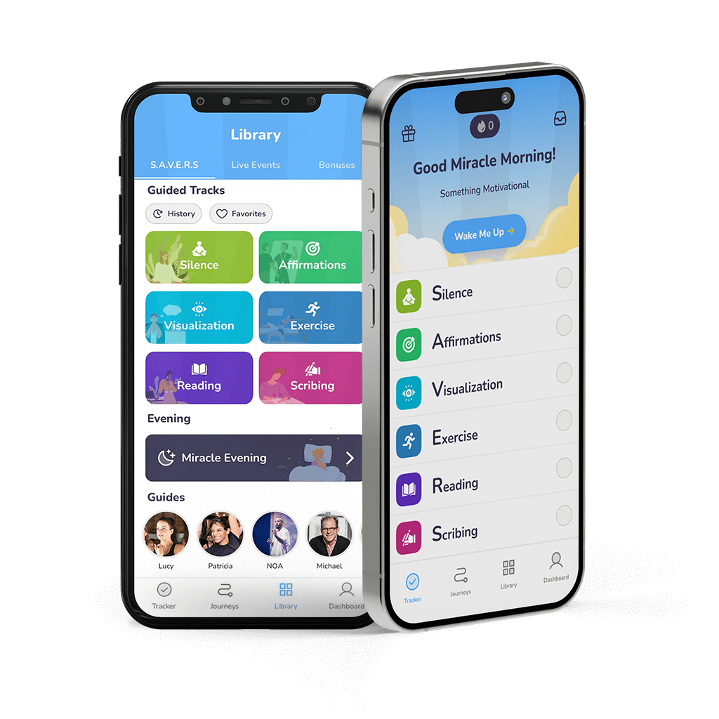 The Miracle Morning app shown on two smartphones