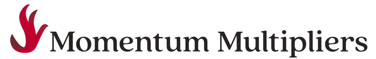 Momentum Multipliers logo — red flame with serif wordmark