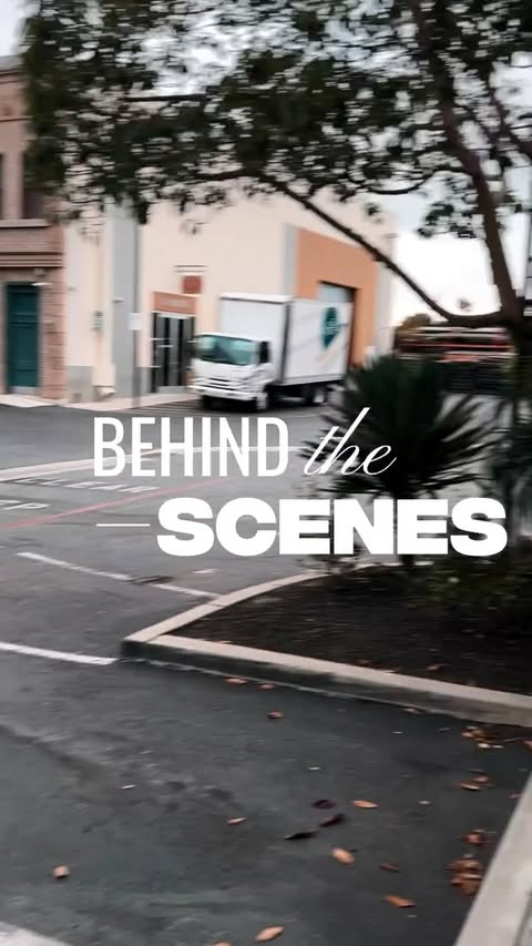 Branded delivery truck, behind the scenes