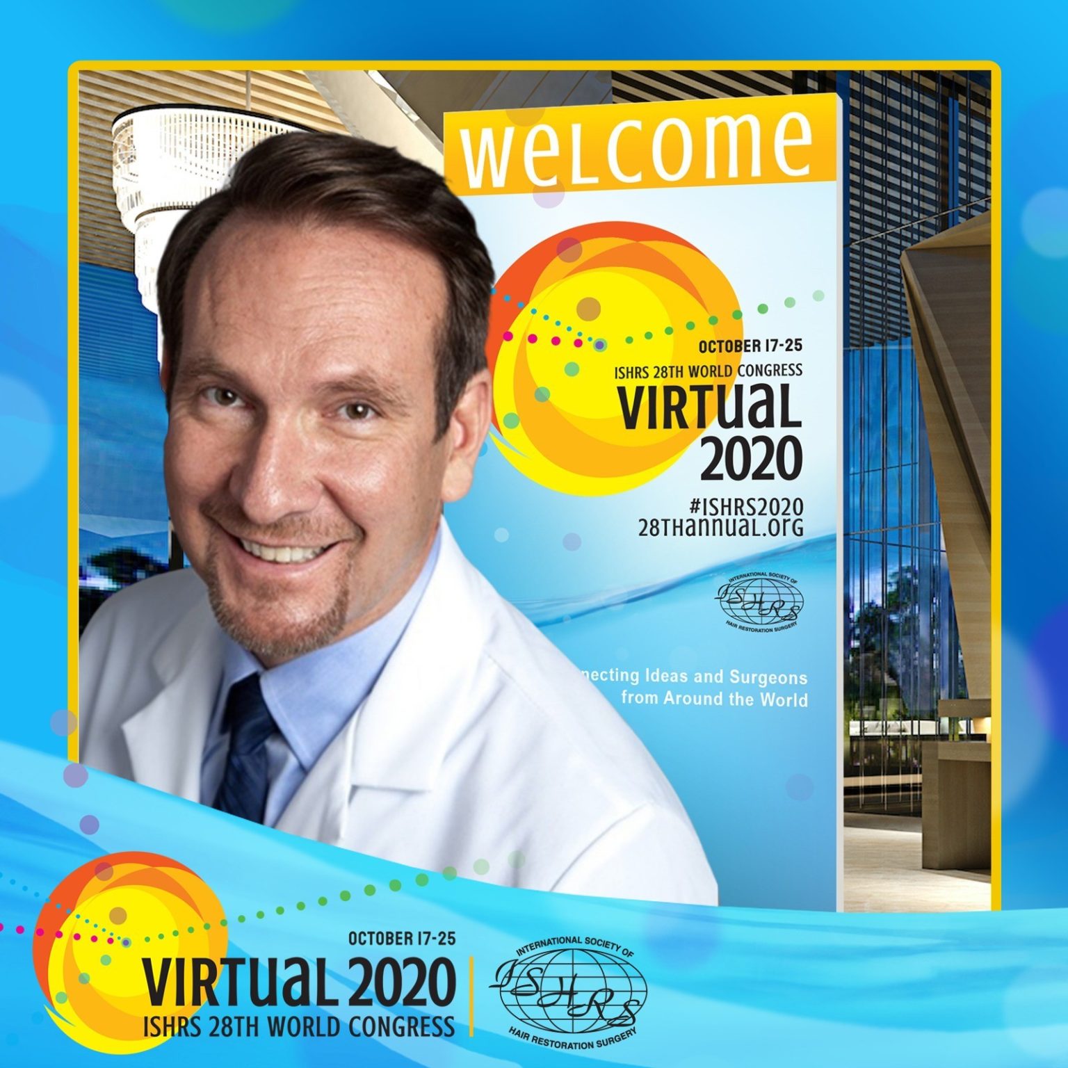 Doctor in a white coat at the ISHRS 28th World Congress virtual photo booth