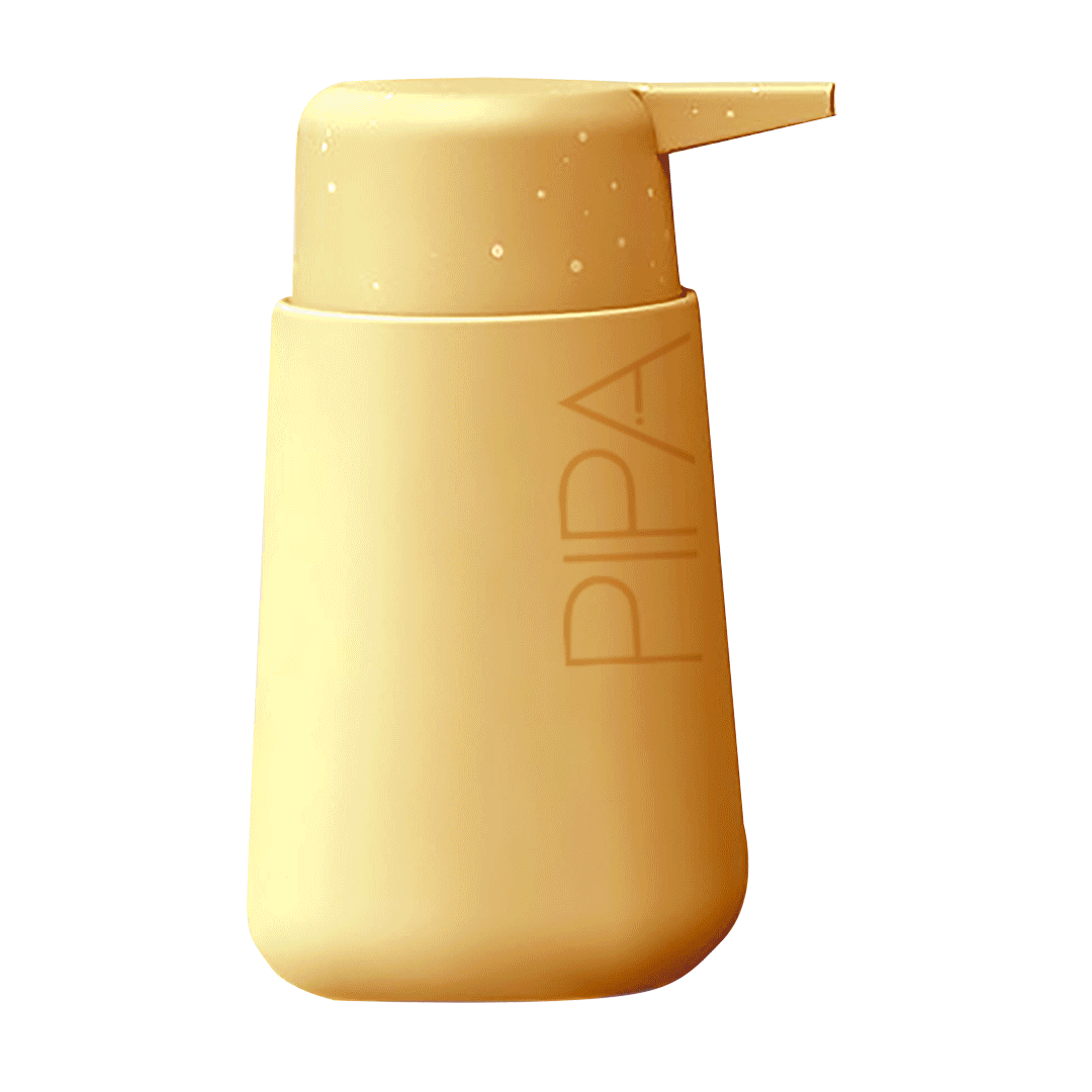Animated 3D render of the PIPA pump dispenser bottle rotating