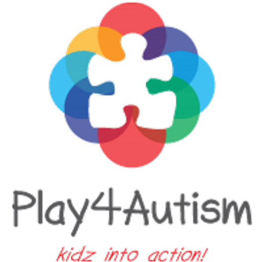 Play4Autism logo — colorful puzzle piece with the tagline kidz into action